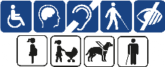 znaczki określające poszczególne niepełnosprawności